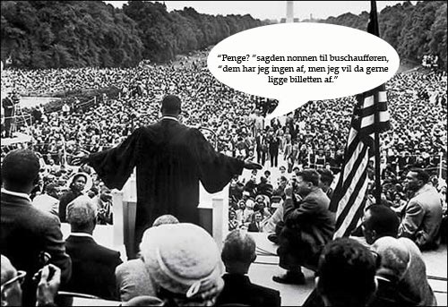 Martin Luther King taler her til en større forsamling under "Aftensang på Charlie", 1963.