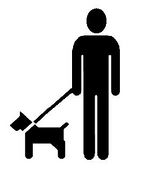 Her ses en idéel hundeejer i færd med at lufte sin hund. På så'dn en helt almindelig måde